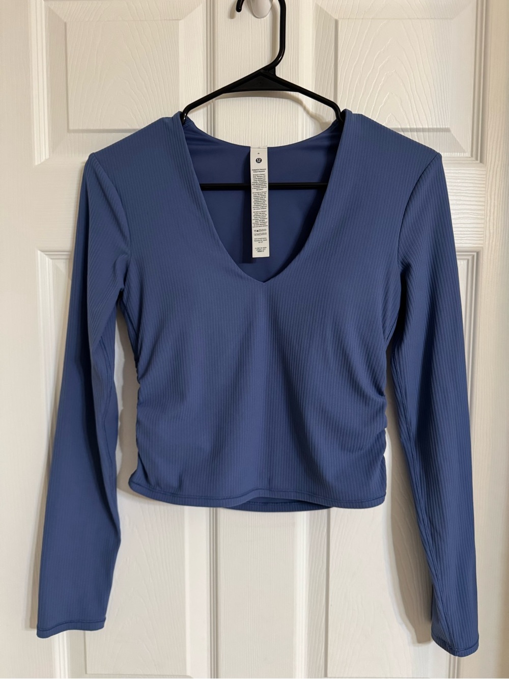 lululemon athletica Ribbed V-Neck Long Sleeve Top in Slate Blue